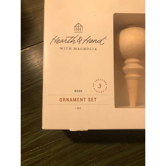 Hearth & Hand with Magnolia NIB Wooden Spindle Christmas Ornaments Set of 3 - Picture 5 of 5